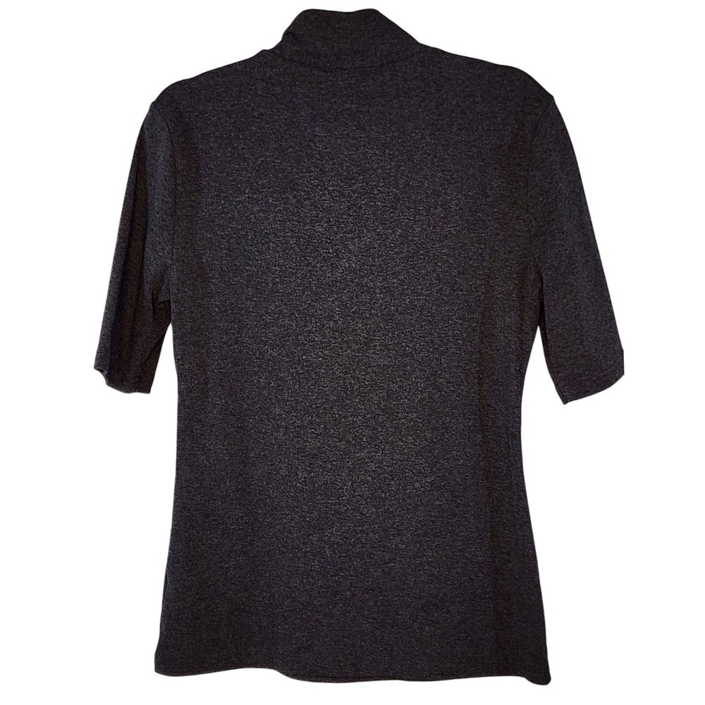 APRLL Turtleneck Short Sleeve Top Heathered Charcoal‎ Gray Size M